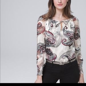 White House Black Market Paisley Burnout Top